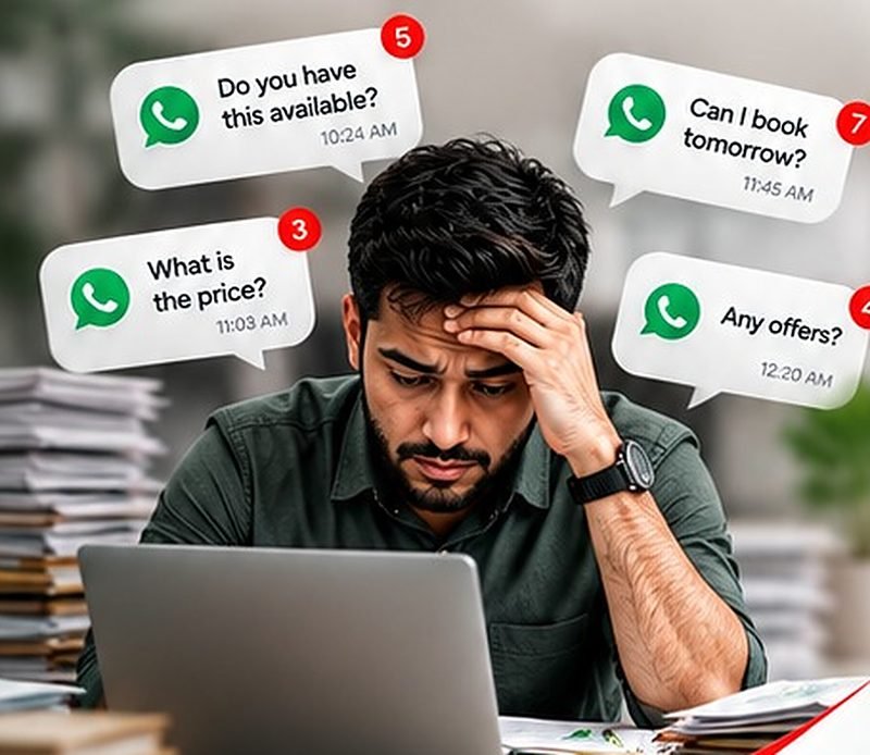 Business owner overwhelmed by unanswered WhatsApp messages